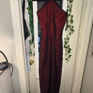 Elegant Burgundy Halter Dress